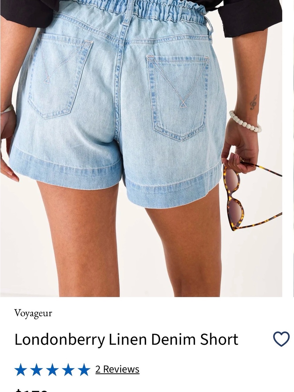 Voyageur Londonberry High-Waist Linen-Denim Shorts in Light Blue - Picture 3 of 10
